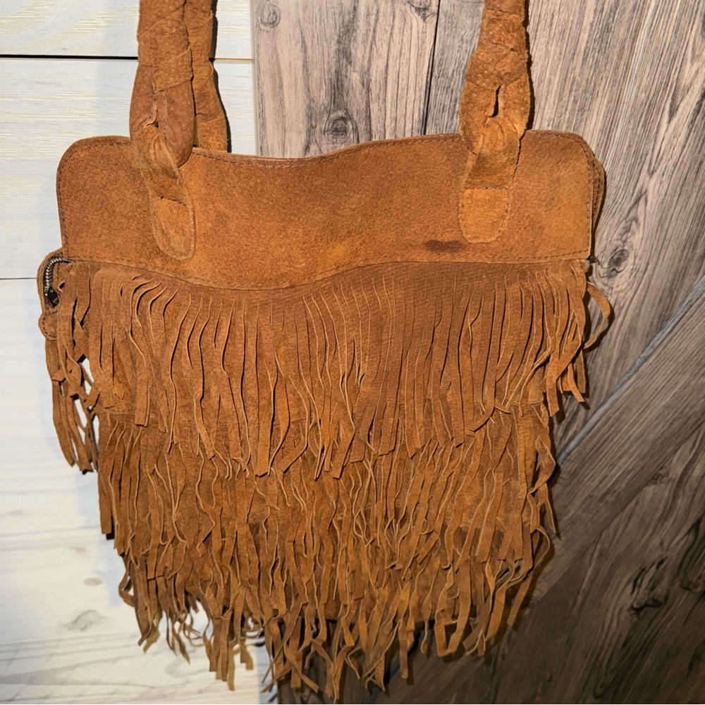Boho Fringe Suede Shoulder Bag in Brown - Picture 2 of 8